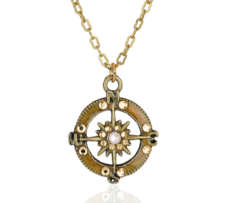 Anne Koplik Crystal Sandy Compass Pendant w/ Chain — Main view