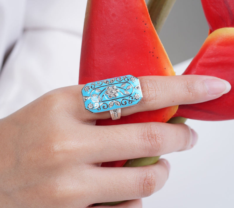 Dallas Prince Sterling Chrome Marcasite Secretarden Ring — View 5