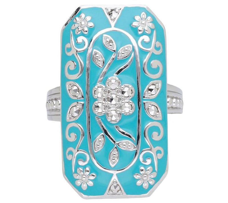 Dallas Prince Sterling Chrome Marcasite Secretarden Ring — Main view