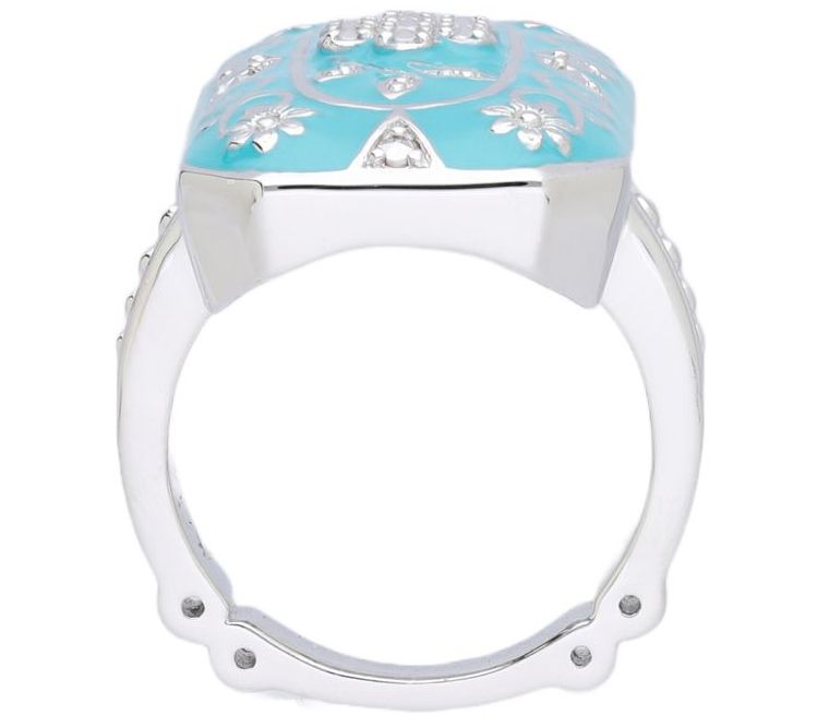 Dallas Prince Sterling Chrome Marcasite Secretarden Ring — View 2