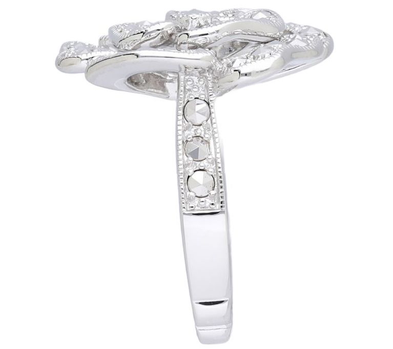 Dallas Prince Chrome Marcasite Secret Garden Rose Ring — View 3