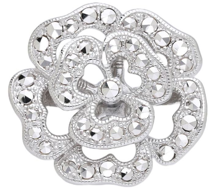 Dallas Prince Chrome Marcasite Secret Garden Rose Ring — Main view