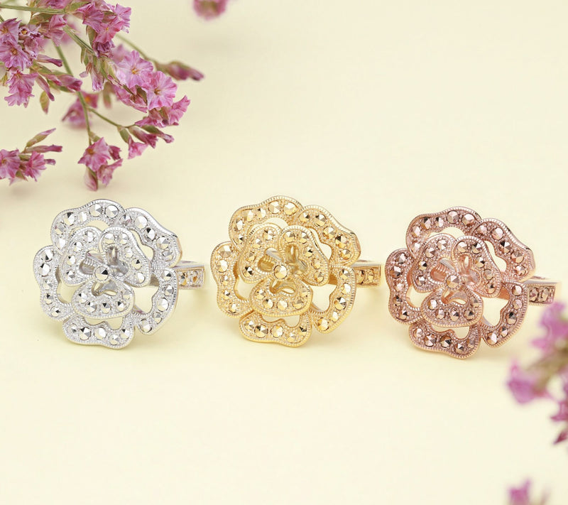 Dallas Prince 14K Clad Chrome Marcasite Secretarden Ring — View 8