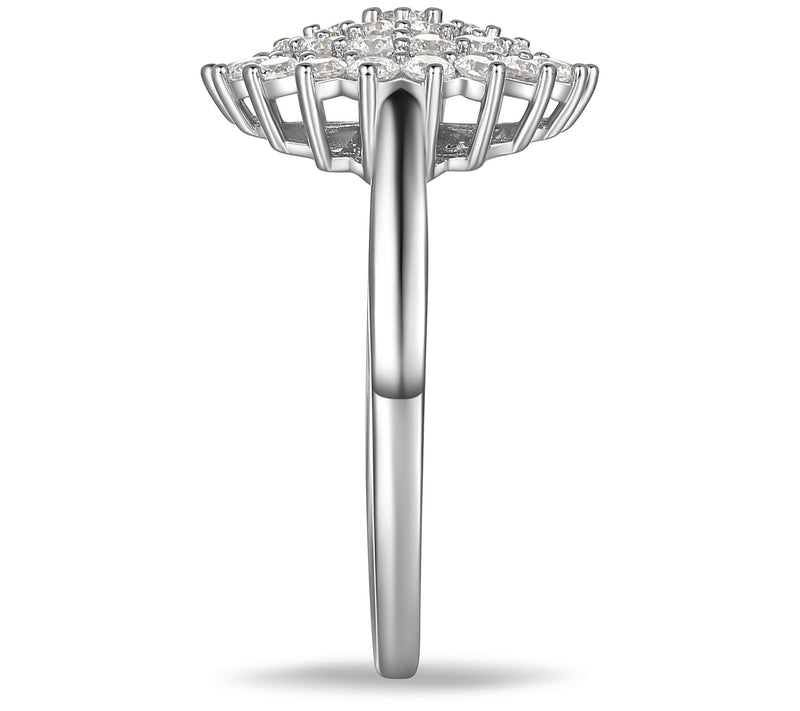 Diamonique 2.15 cttw Cluster Flower Ring, Sterling Silver — View 6