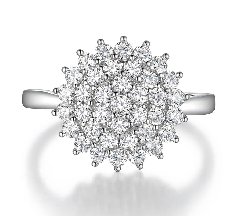 Diamonique 2.15 cttw Cluster Flower Ring, Sterling Silver — View 4