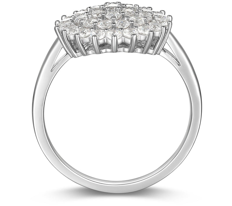 Diamonique 2.15 cttw Cluster Flower Ring, Sterling Silver — View 5