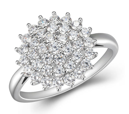 Diamonique 2.15 cttw Cluster Flower Ring, Sterling Silver