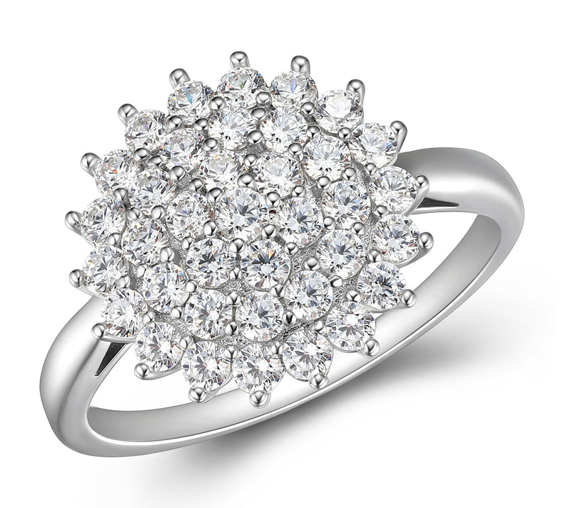 Diamonique 2.15 cttw Cluster Flower Ring, Sterling Silver — Main view