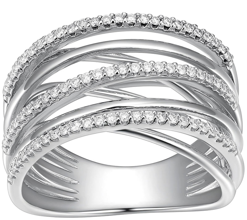 LuxLab 0.40 cttw Lab Grown Diamond Bypass Ring, Sterling — View 3