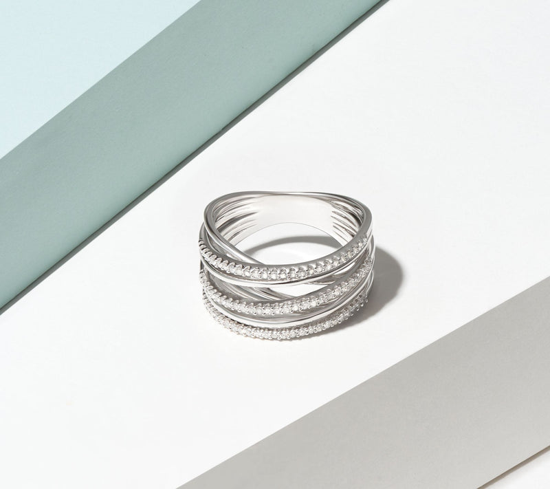 LuxLab 0.40 cttw Lab Grown Diamond Bypass Ring, Sterling — View 6