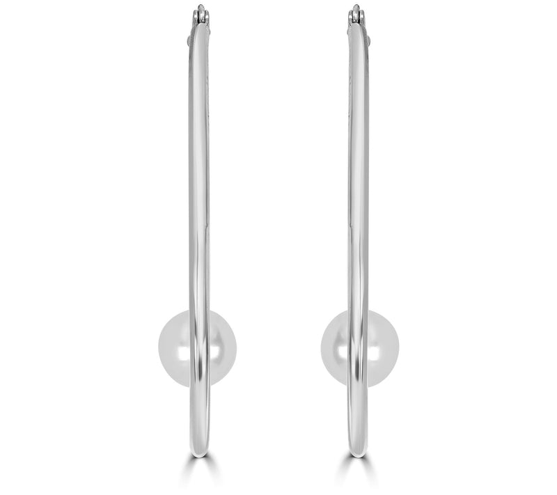 Steel By Design Simulated Pearl Heart Hoop Earrings — View 6