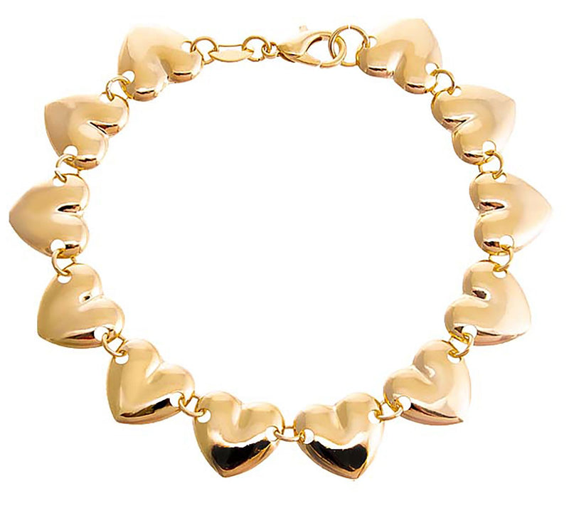 by Adina Eden Sterling Silver Chunky Solid Hears Bracelet — View 5