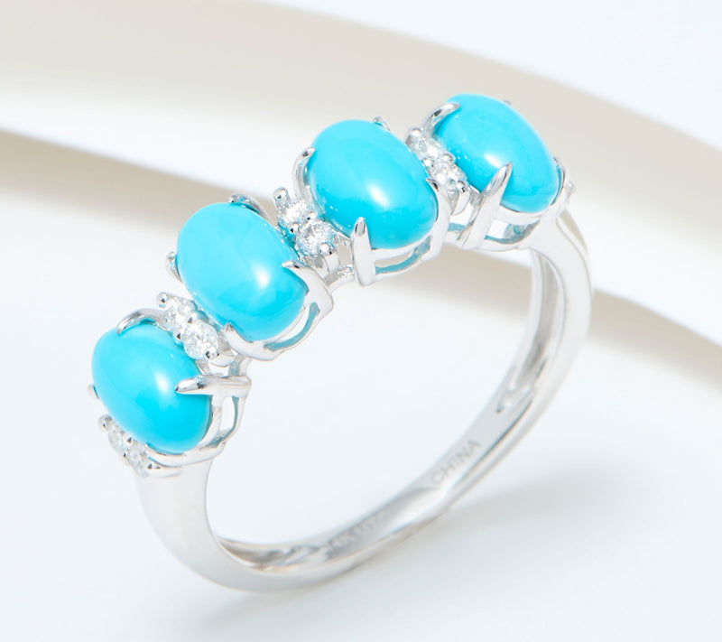 Affinity Gems Oval Cut 4-Stone Gemstone Band Ring, 14K White — Main view