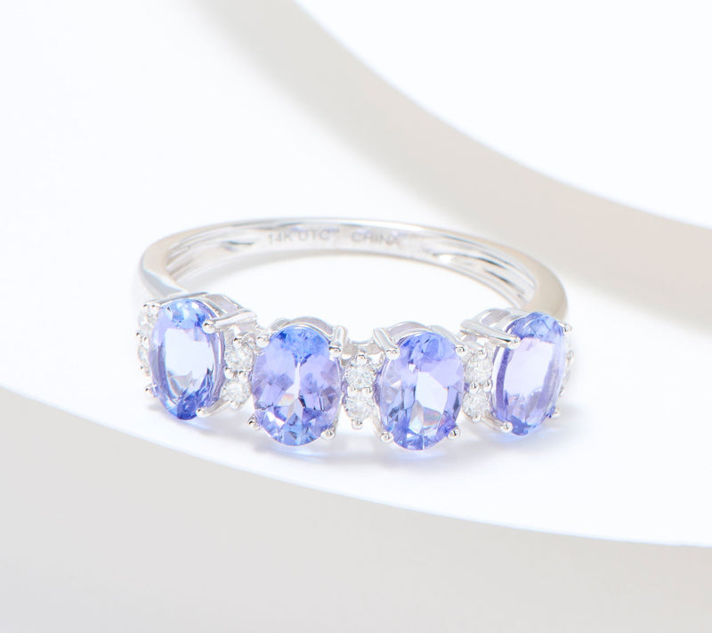 Affinity Gems Oval Cut 4-Stone Gemstone Band Ring, 14K White — View 5