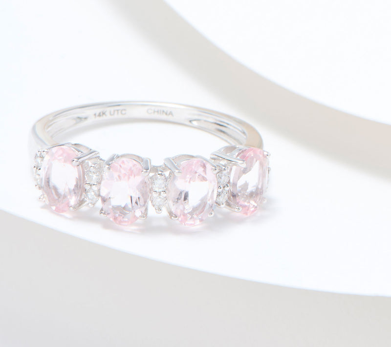 Affinity Gems Oval Cut 4-Stone Gemstone Band Ring, 14K White — View 9