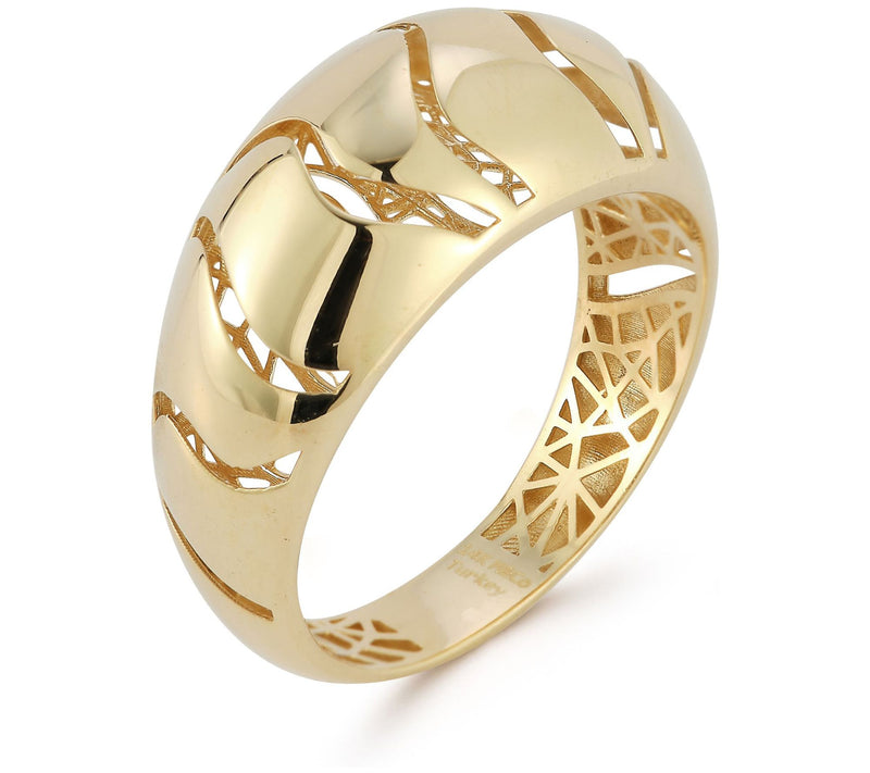 Luminosa Gold Open Work Wave Dome Ring, 14K — View 4