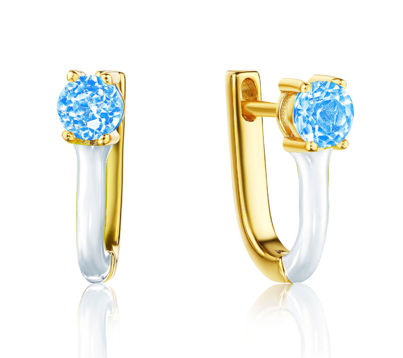 House of Frosted 14K Gold Plated Gemstone Enamel Earrings — View 3