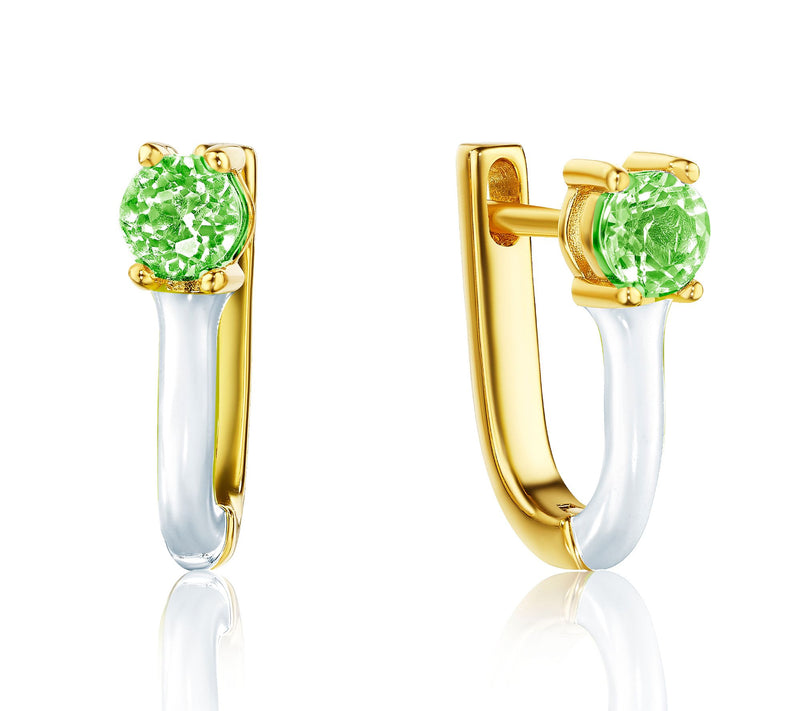 House of Frosted 14K Gold Plated Gemstone Enamel Earrings — View 5