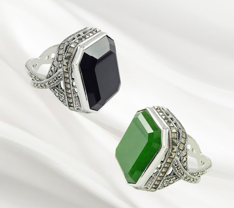 Suspicion Sterling Silver Octagon Gemstone Statement Ring — View 8