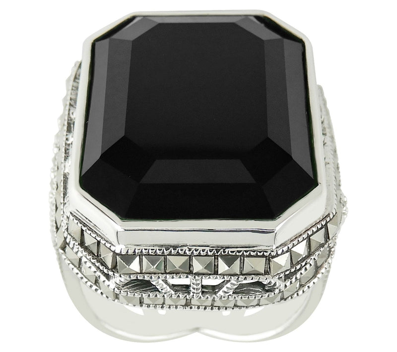 Suspicion Sterling Silver Octagon Gemstone Statement Ring — View 3