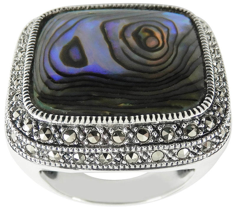 Suspicion Sterling Opaque Gemstone & Marcasite Cocktail Ring — View 3
