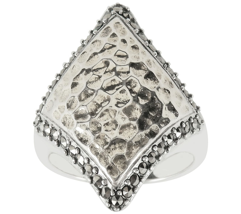 Suspicion Sterling Silver Marcasite Textured Cocktail Ring — View 3