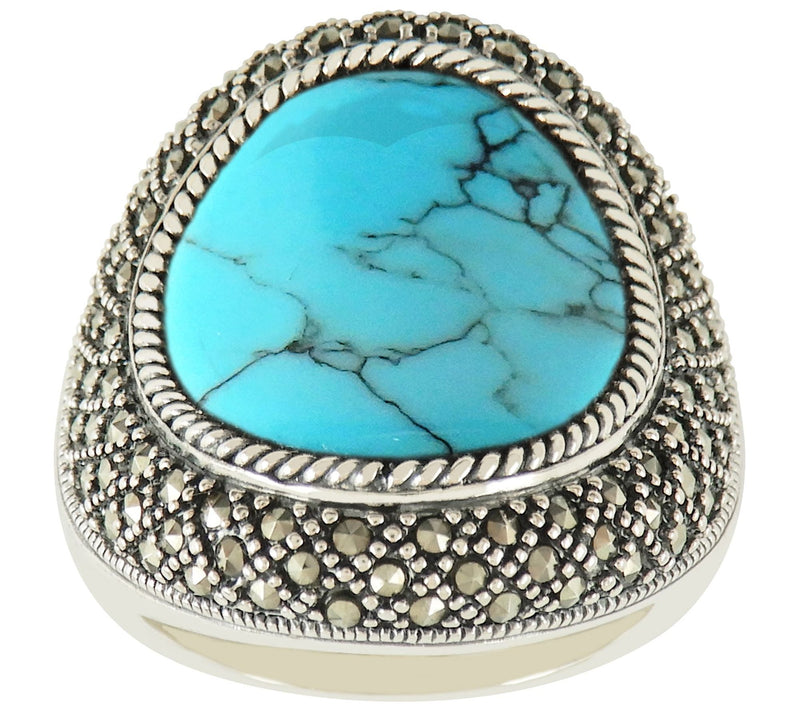 Suspicion Sterling Oval Gemstone & Marcasite Cocktail Ring — View 5