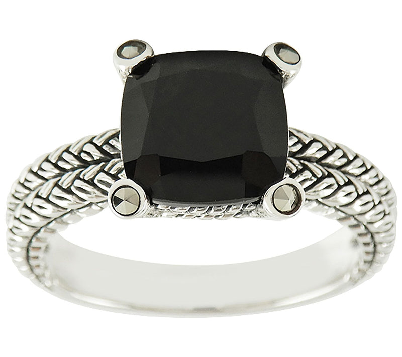 Suspicion Sterling Silver Onyx & Marcasite Ring — Main view