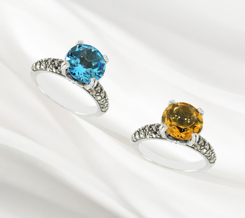 Suspicion Sterling Gemstone & Marcasite Statement Ring — View 7