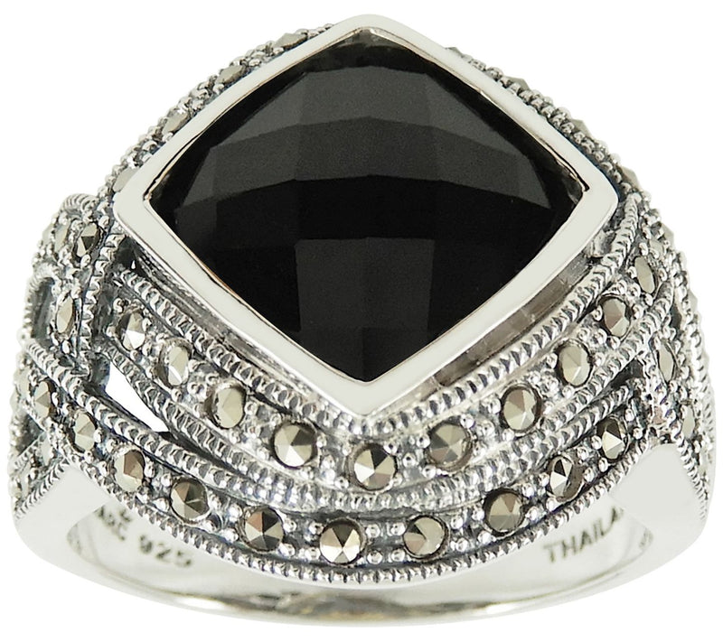 Suspicion Sterling Gemstone & Marcasite Cocktail Ring — Main view