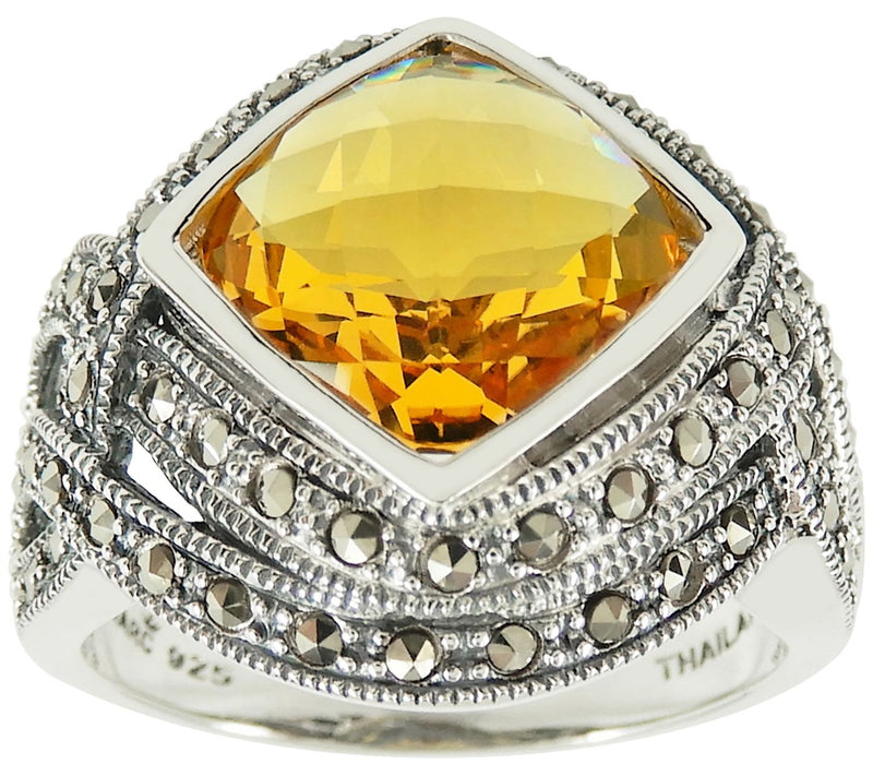 Suspicion Sterling Gemstone & Marcasite Cocktail Ring — View 4