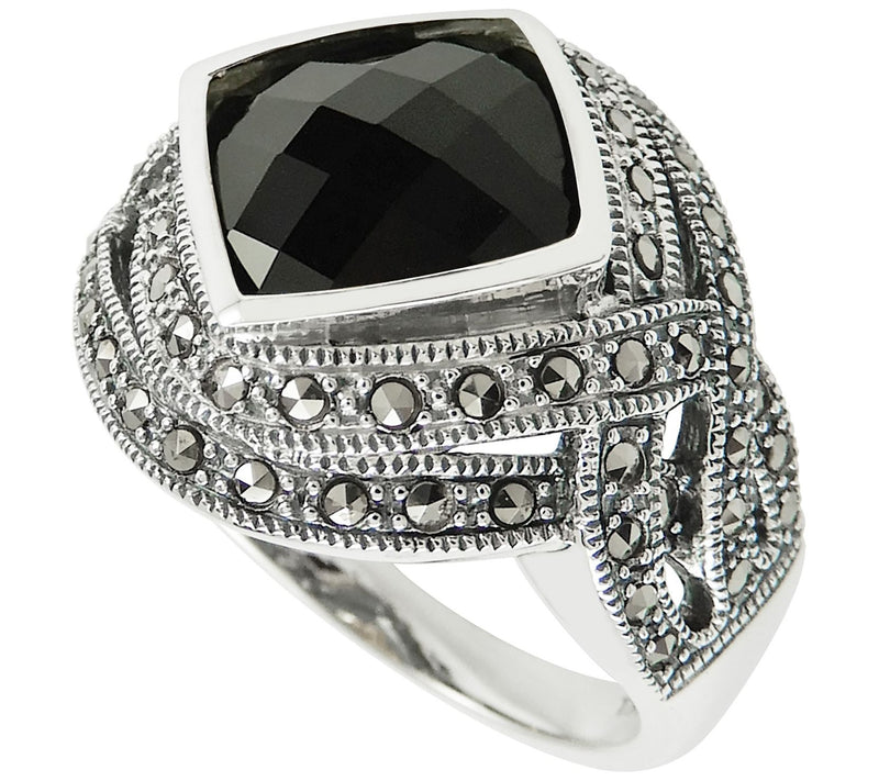 Suspicion Sterling Gemstone & Marcasite Cocktail Ring — View 5