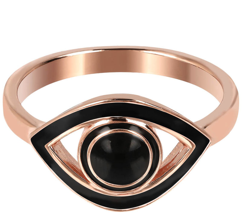 Netali Nissim Enamel Evil Eye Ring, 18K Rose Gold Plated — View 8