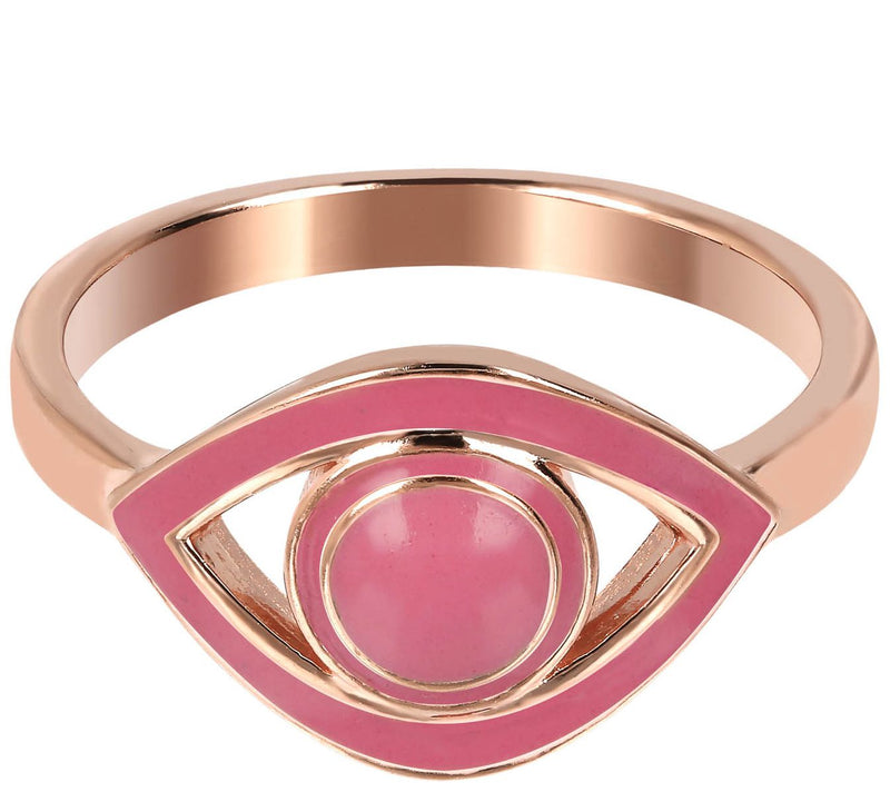 Netali Nissim Enamel Evil Eye Ring, 18K Rose Gold Plated — View 9