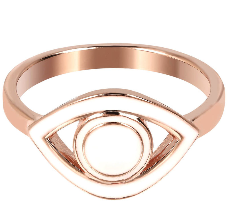 Netali Nissim Enamel Evil Eye Ring, 18K Rose Gold Plated — View 11