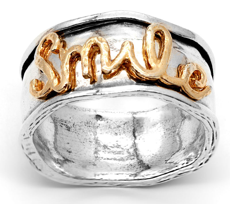 Or Paz Sterling Silver Two-Tone Inspirational Smile Ring — Main view