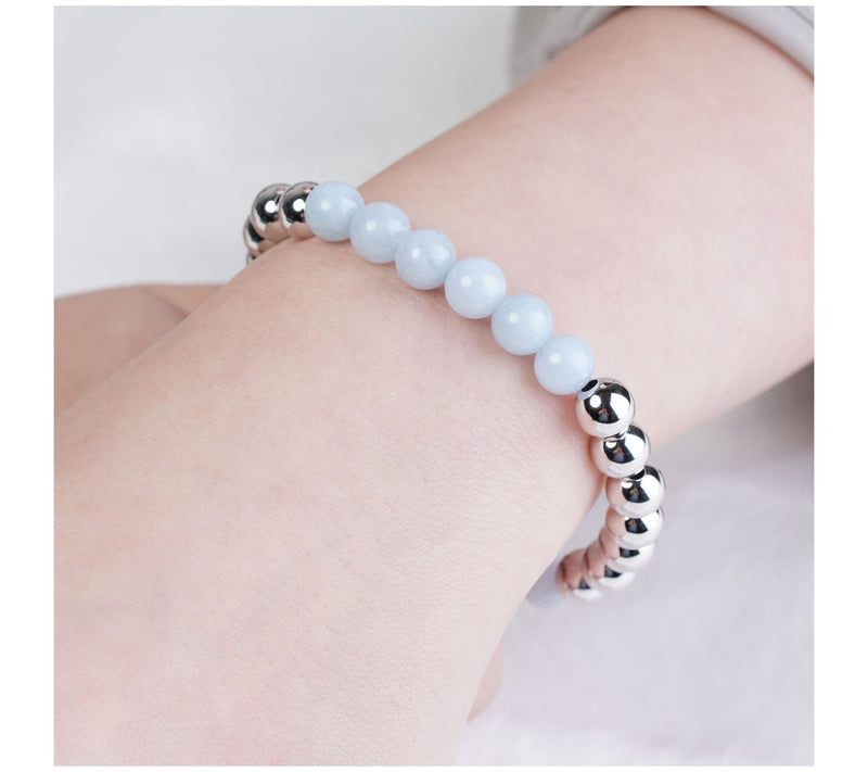 Elyse Ryan Sterling Silver & Milky Aqua Bead Bracelet — View 4