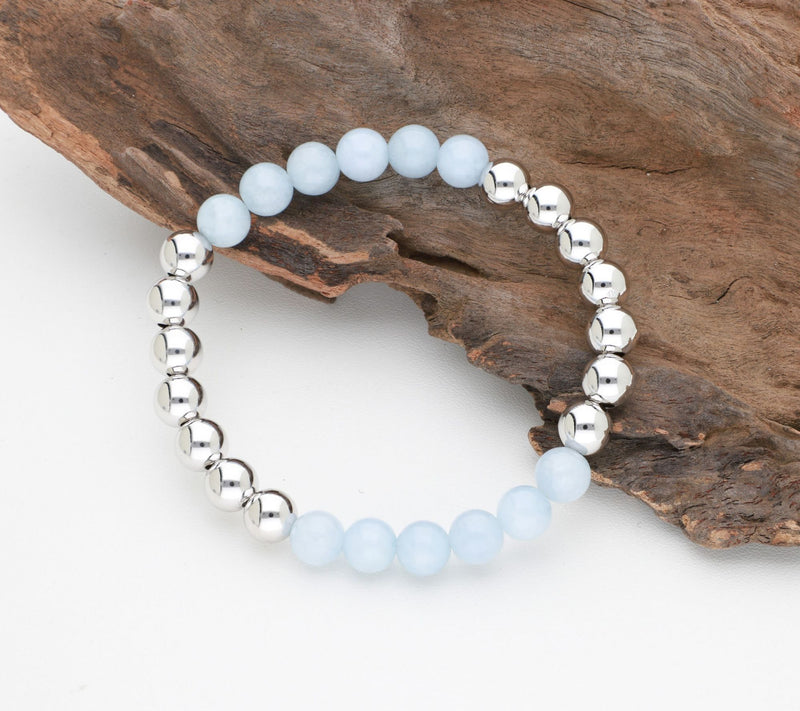 Elyse Ryan Sterling Silver & Milky Aqua Bead Bracelet — View 3