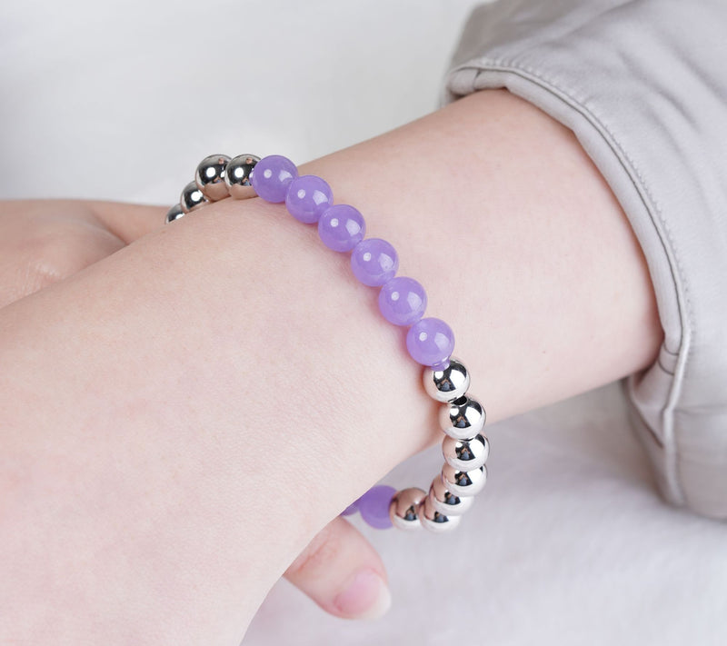 Elyse Ryan Sterling Silver & Lavender Jade Bead Bracelet — View 4