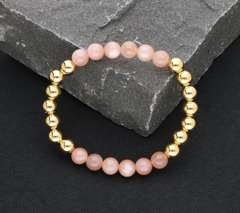 Elyse Ryan 14K Gold Clad & Orange Moonstone Bead Bracelet — View 3