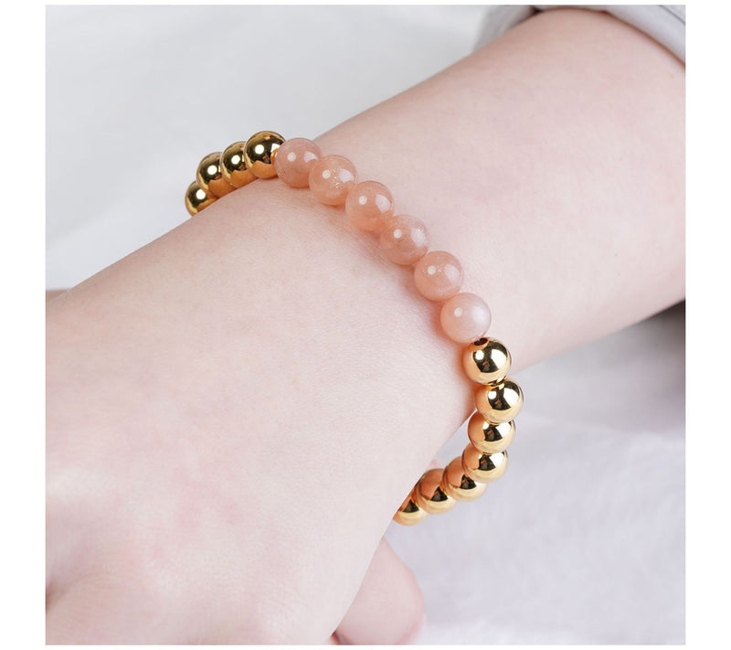 Elyse Ryan 14K Gold Clad & Orange Moonstone Bead Bracelet — View 4