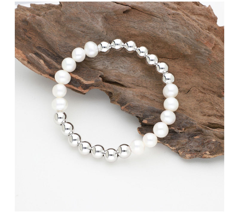 Elyse Ryan Sterling Silver Bead & Cultured Pearl Bracelet — View 4
