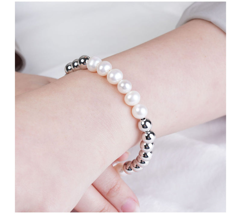 Elyse Ryan Sterling Silver Bead & Cultured Pearl Bracelet — View 3