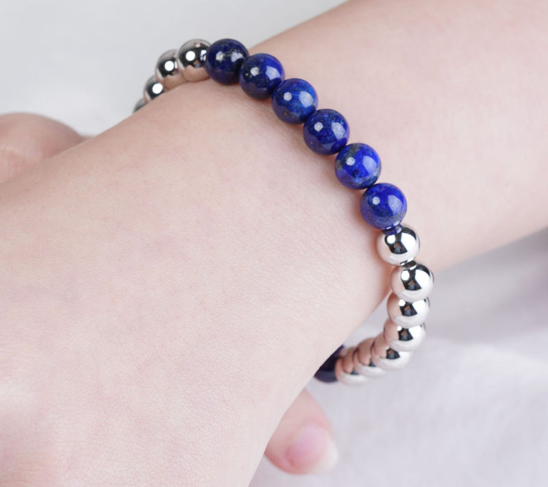 Elyse Ryan Sterling Silver & Lapis Bead Bracelet — View 4