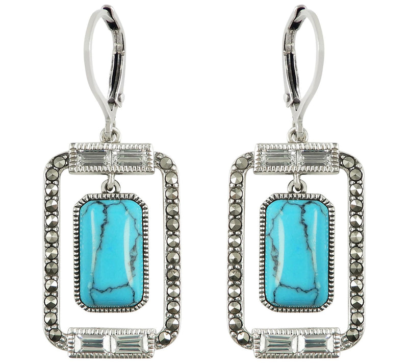 Suspicion Sterling Baguette Gemstone & Marcasite Earrings — View 6