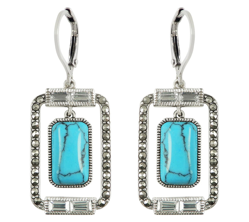 Suspicion Sterling Baguette Gemstone & Marcasite Earrings — View 5