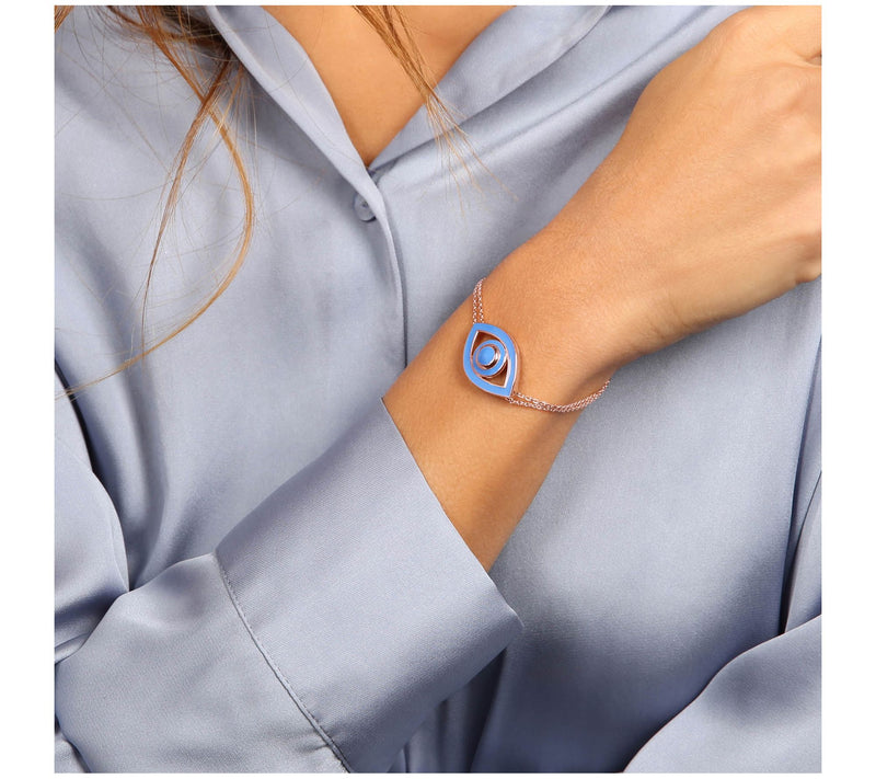 Netali Nissim Enamel Bold Evil Eye Bracelet, 18K Rose Plated — View 17