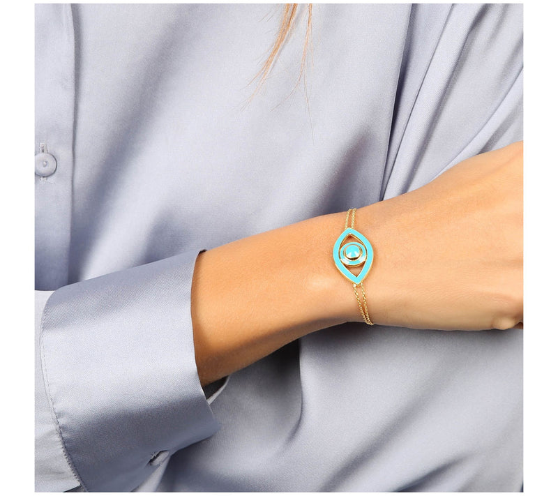 Netali Nissim Enamel Bold Evil Eye Bracelet, 18K Gold Plated — View 17