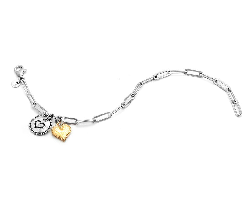 Or Paz Two-Tone Sterling  Paperclip Bracelet with Charms — View 2