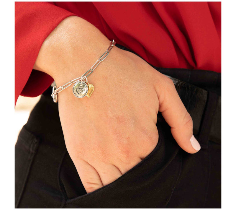 Or Paz Two-Tone Sterling  Paperclip Bracelet with Charms — View 3